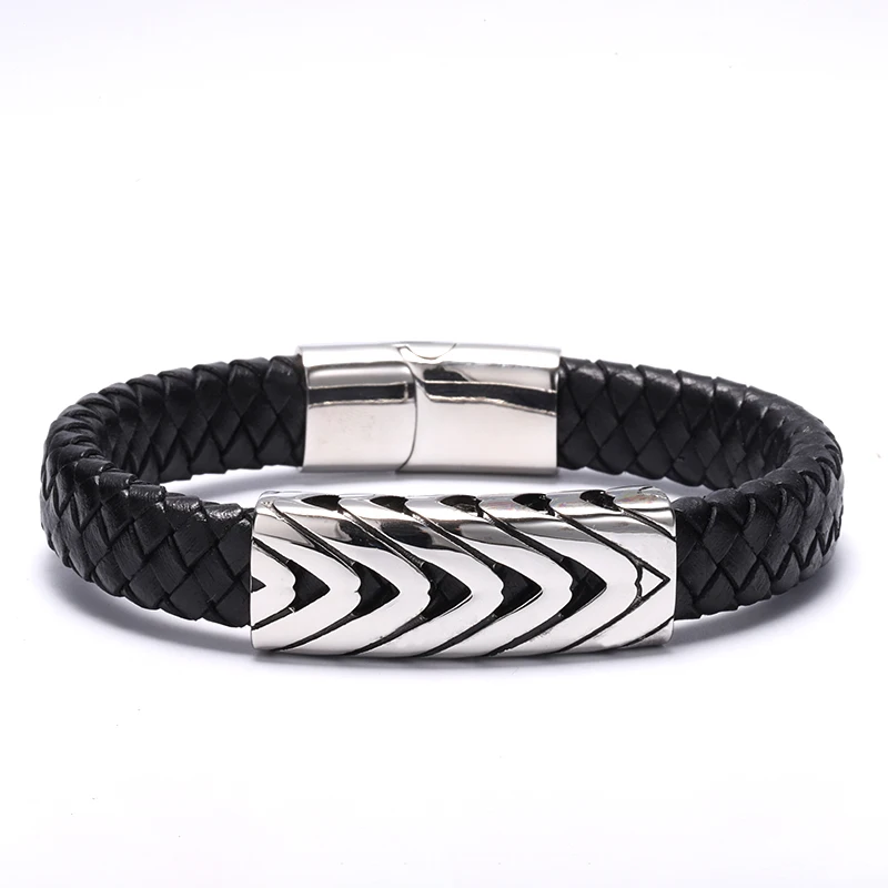 

Singreal Punk Braided Leather Bracelet for Men Jewelry Magnetic Buckle Stainless Steel Charm Bracelets Bangles Gifts for Men