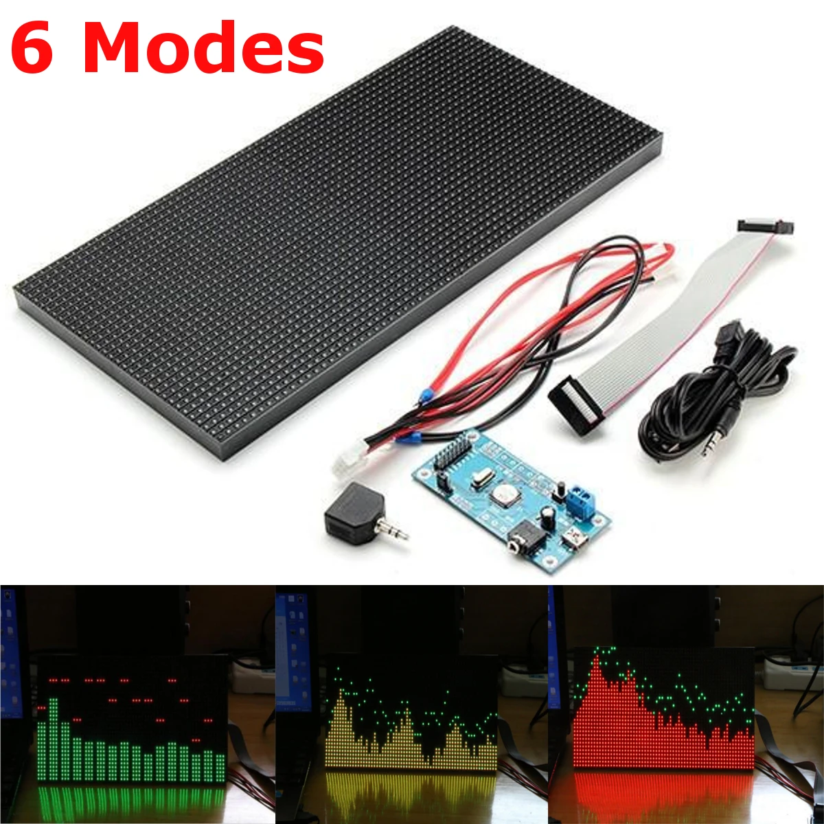 

6 Modes Audio Music Spectrum Level Display Screen Indicator DIY Meter Kit for DIY Amplifiers Digital Music Display Splitter