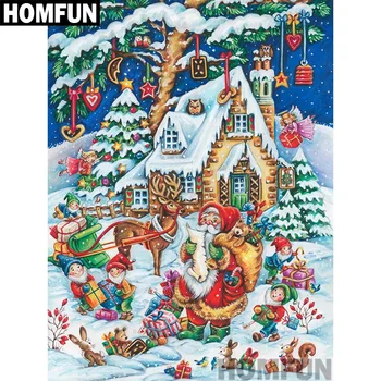

HOMFUN 5D DIY Diamond Embroidery Full Display "Christmas Gift" Diamond Painting Square/Round Rhinestones Decor Art A00864