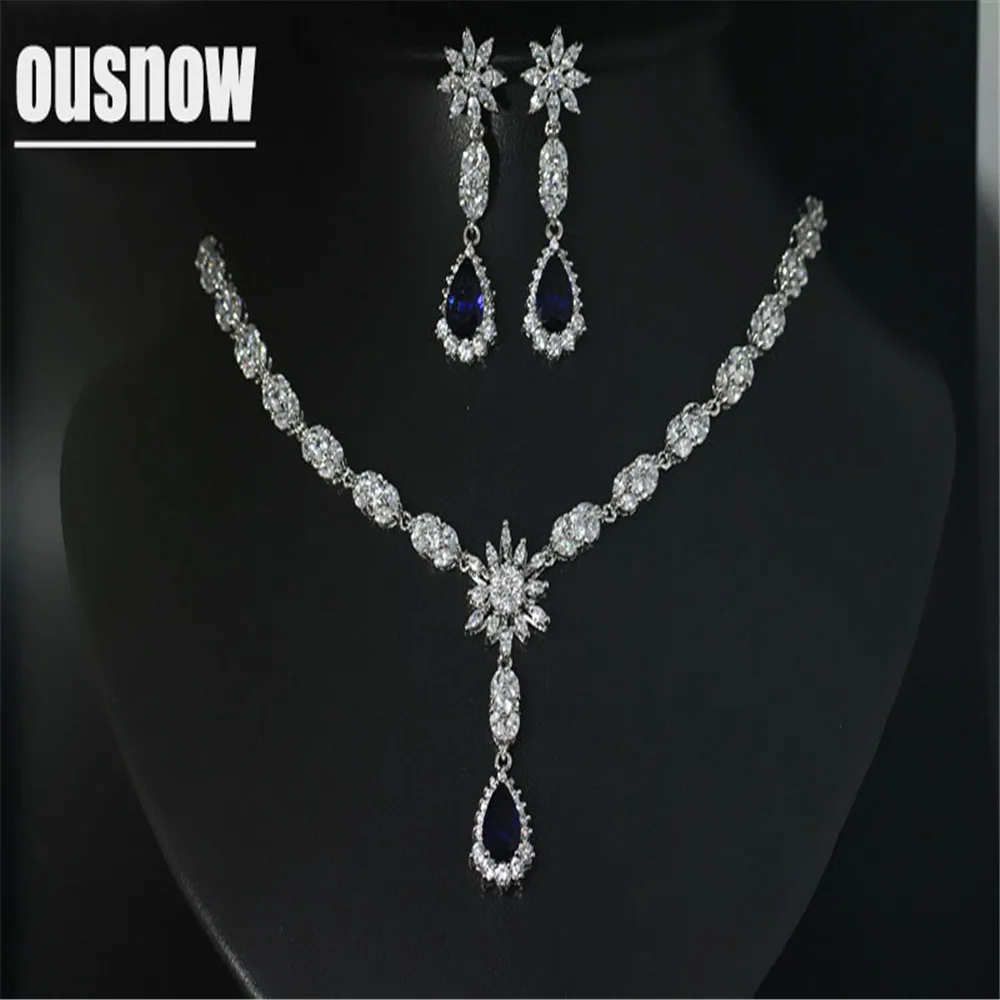 

Fashion Luxury Jewelry 925 Silver Set Pendant Necklace and Earring Set of crystal from AustrianTeardrop-shaped style party