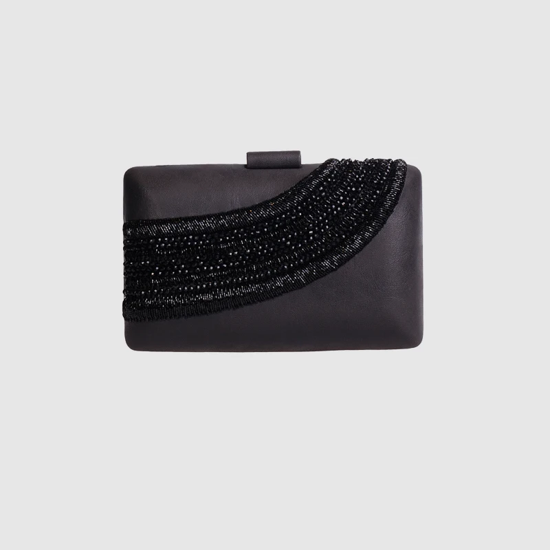 

LOCAL FOCAL Handmade black color embroidery beads evening bag