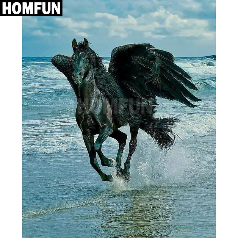 Алмазная 5D Вышивка HOMFUN A00028 картина лошадь и крылья с полными