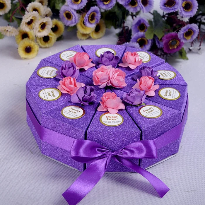 Блестящая коробка для конфет, бумажная коробка для шоколада, подарочная коробка в форме торта для дня рождения, свадебной вечеринки, украшение для рукоделия, для детского душа