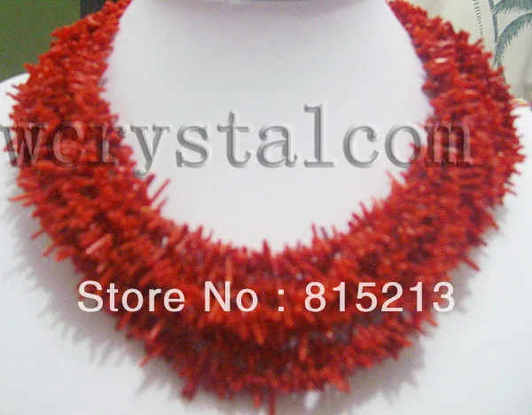 

N10 8-STRANDS red coral chip necklace 28% Discount (A0325)