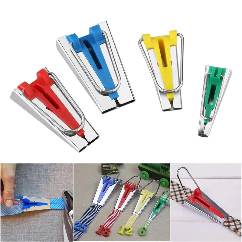 

OUNONA 4 Sizes Fabric Bias Tape Makers Binding Tools Sewing Quilting 6mm 12mm 18mm 25mmDIY Sewing Accessories