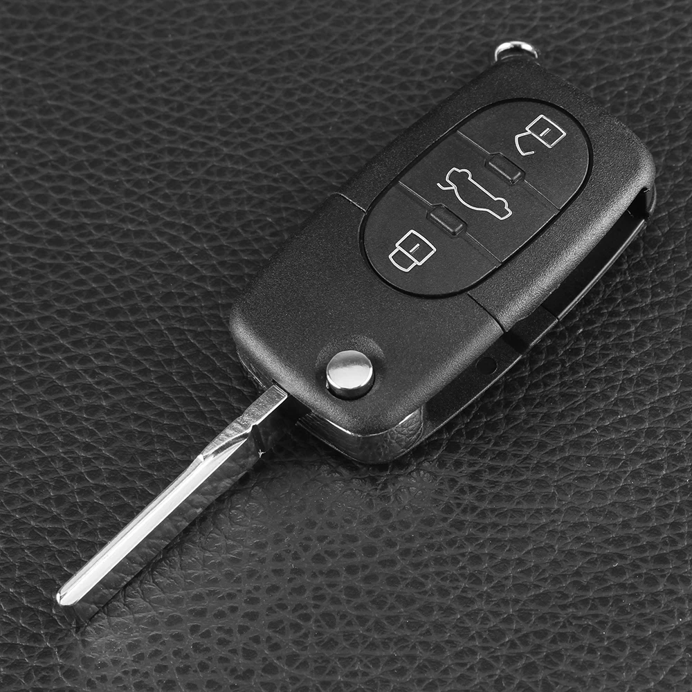 Excellent KEYYOU Replacement 3 Buttons Flip Car Key Case Shell Fob For Audi TT A4 A6 A8 Quattro With Blade CR1620 9