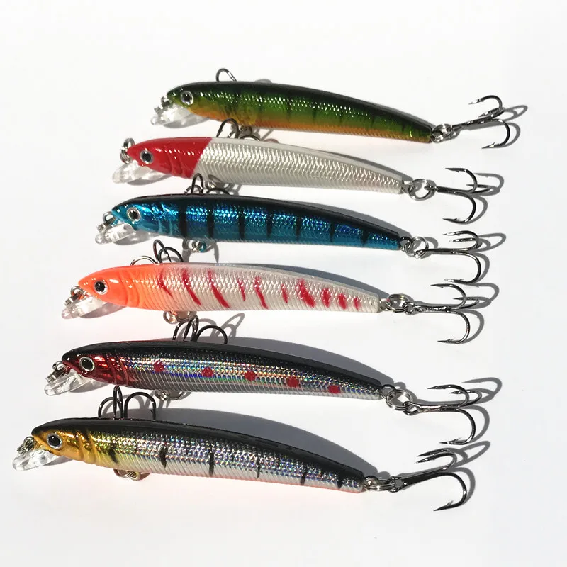 Laser Float Fishing Minnow Lure Bait 70mm 4g Artificial Bass Hard Feed 6pieces Lures Artificial
