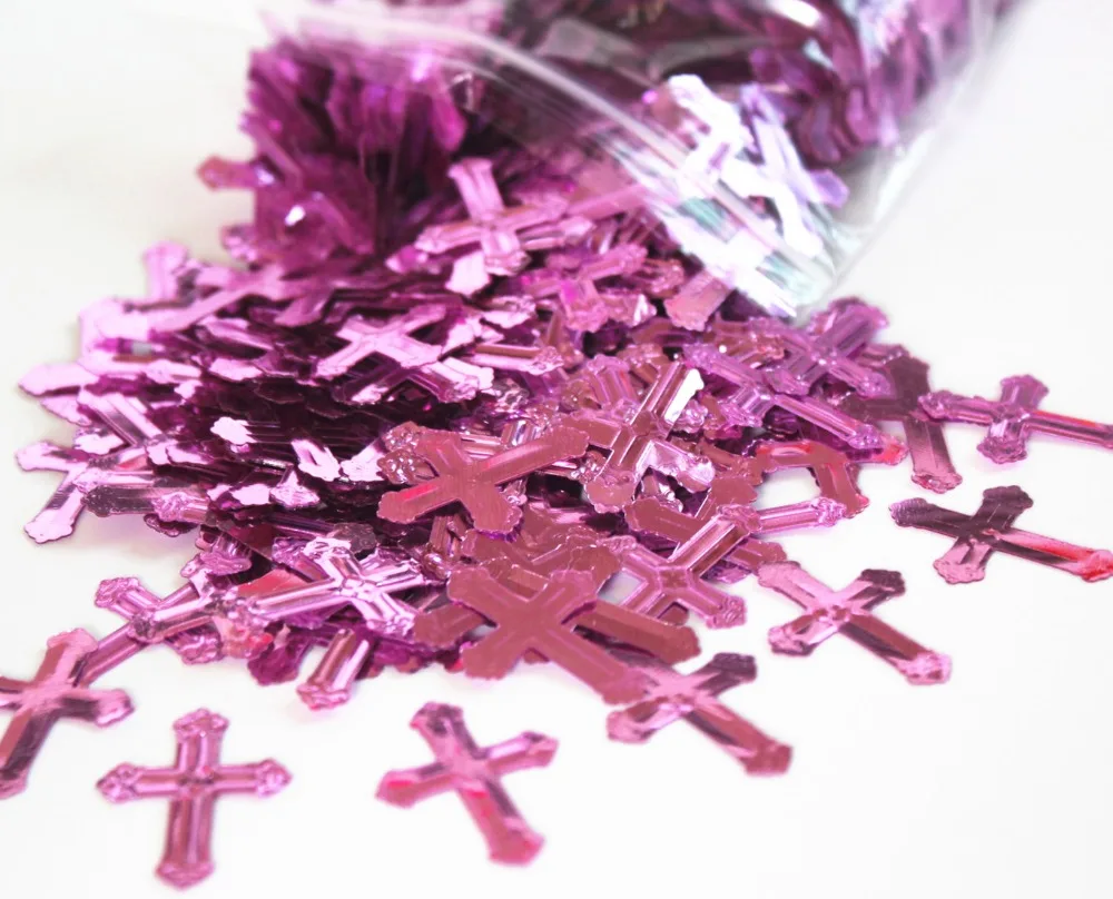 Девушка Первое причастие крестины украшения комплекты 50 г розовый кресты конфетти