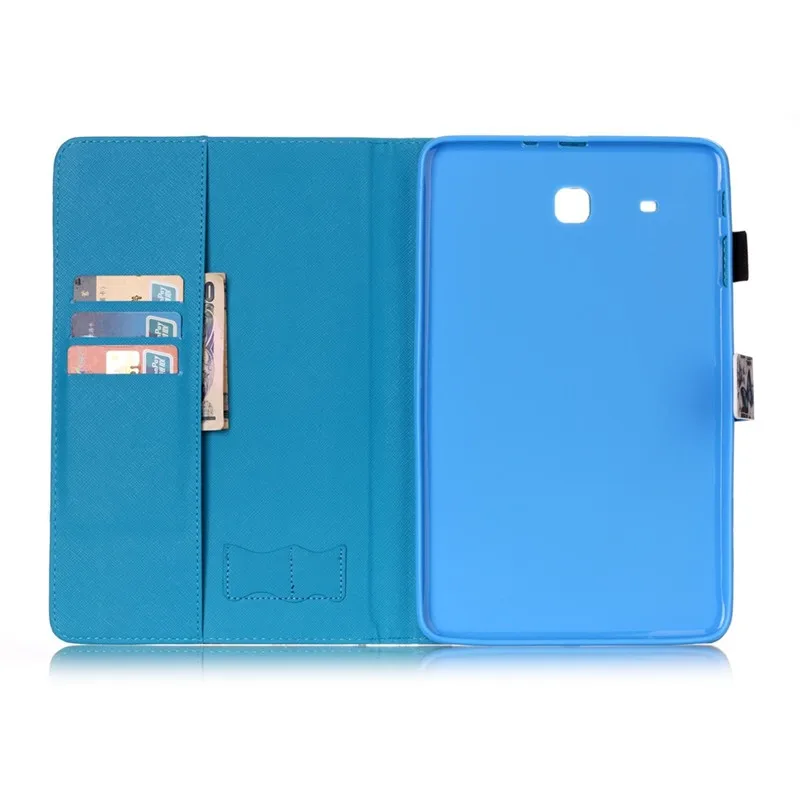 Stylus Holder Flip Cover For Samsung Galaxy Tab E 9.6 SM-T560  T561 Case Wallet Smart PU Leather Smart Card Slots Tablet Cover (26)