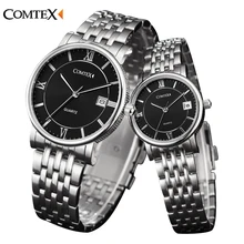 COMTEX Men women watch 2016 luxury Fashion Couple Watches Classic Calendar Watch Casual Analog Quartz date Wristwatch for lovers