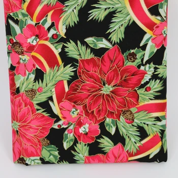 

100cm*110cm Gold bronzing Cotton Flowers Fabric Craft Diy