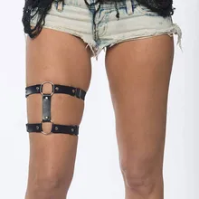 Панк Харадзюку подвязки из искусственной кожи пояс Связывание Эротическое белье для женщин ноги жгут шесте танец сексуальные костюмы подтяжки ремни