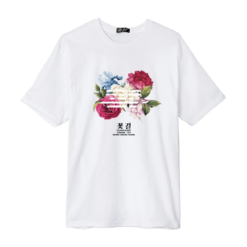 KPOP BIGBANG unisex T-Shirt Flower Road Ablum short sleeve man Tshirt G-DRAGON Tee for summer cotton blended (5)