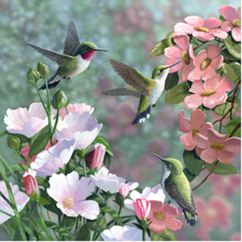 Full SquareRound Drill 5D DIY Diamond Painting Hummingbirds and flowers 3D  Embroidery Cross Stitch Mosaic Home Decor