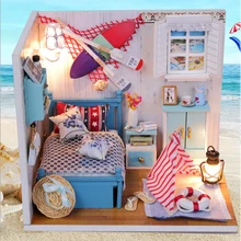 DIY МОДЕЛЬ Миниатюрный Кукольный дом Кукольный домик с мебелью светодиодный 3D деревянный дом игрушки для детей на день рождения ручной ремесел M010# E