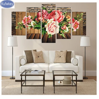 

Full Square Drill 5D DIY Diamond Painting"peony flower"diamond Embroidery Mosaic pictures decor Multi-picture Combination