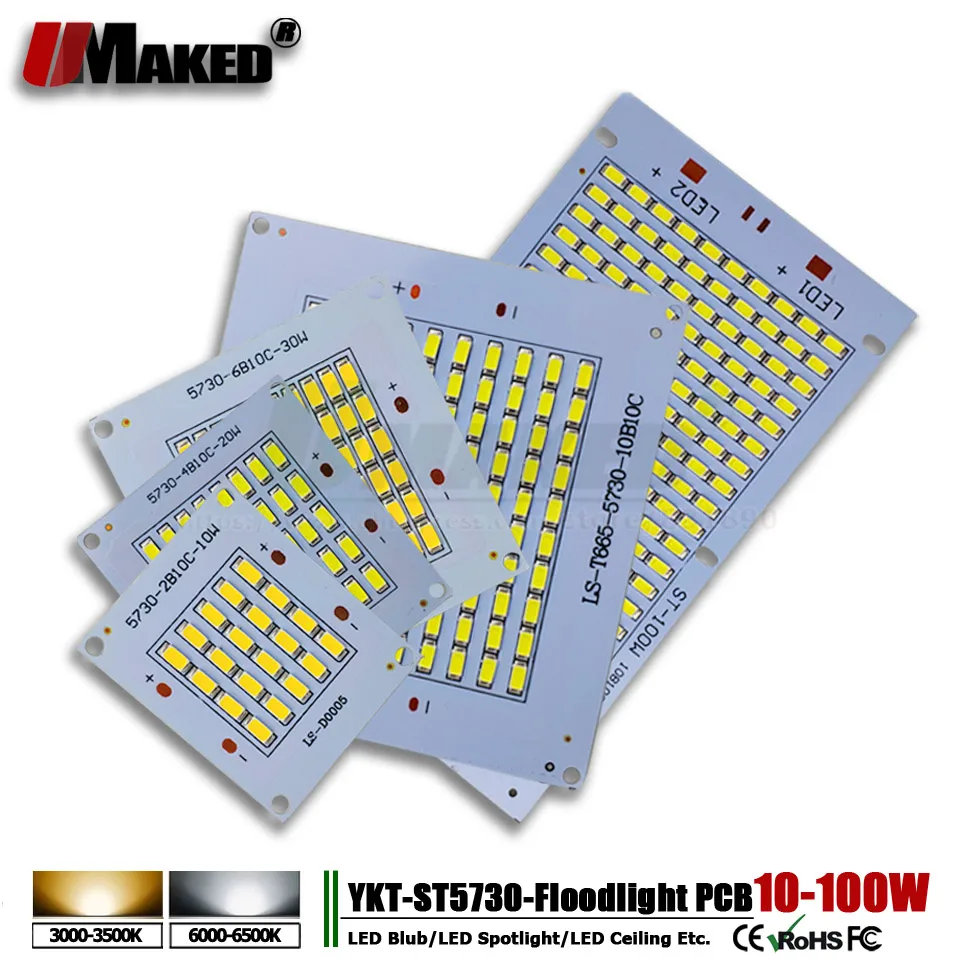 2шт светодиодный pcb прожектор pcb алюминиевая лампа пластина 10 Вт 20 Вт 30 Вт 50 Вт SMD5730 светодиодный панель источника освещения для наружной лампы