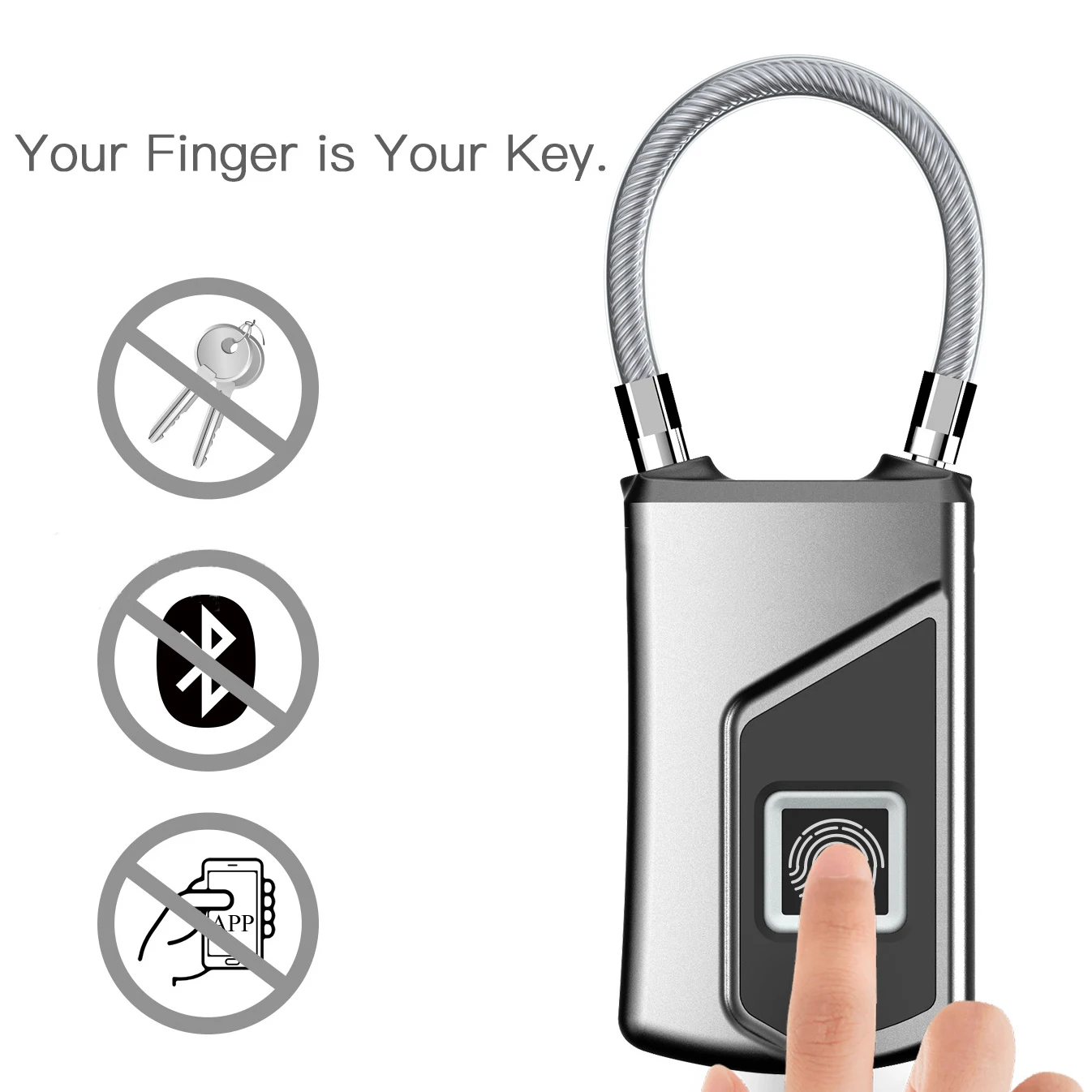 

Fingerprint Lock IP65 Waterproof Anti-Theft Keyless Security Small Smart Padlock for Luggage Case Backpack Rechargeable