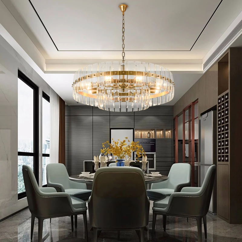 

New modern chandelier lighting for living room round 2 layers crystal light fixtures creative design led cristal lustre