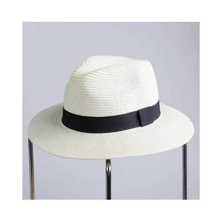 SUOGRY новые летние шляпы для женщин Черная лента соломенная шляпа модные женские шляпы для похода в церковь пляжная шляпа от солнца - Цвет: Milk white