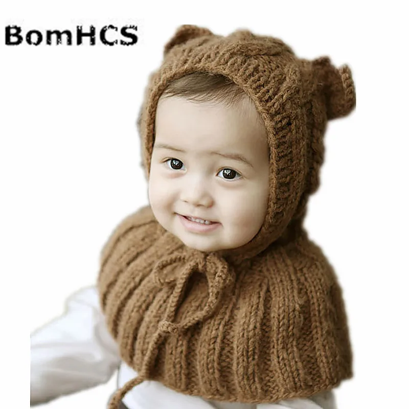 BomHCS детская шаль шапка теплая вязаная шапка ручной работы аксессуары для новорожденных