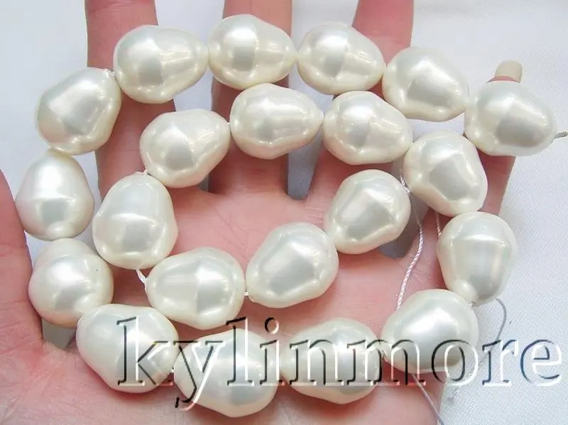 

Women's 16x18MM White Teardrop Sea Shell Pearl Beads
