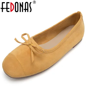 

FEDONAS Brand 2020 Spring Summer Comfortable Flock Low Heels Shallow Butterfly Knot Women Pumps Elegant Loafers Shoes Woman