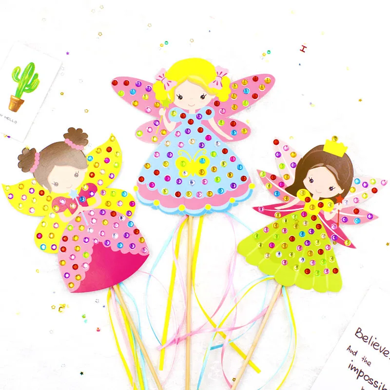 Children DIY Fairy Stick Handmade Princess Magic Stick Toy Handmade Materials Package Sticker Girl Gift DIY Craft Toys