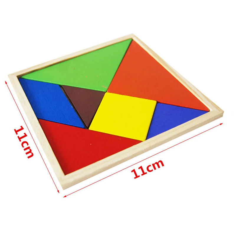 Деревянная головоломка Tangram из 7 частей красочная квадратная игра IQ