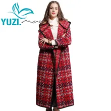 Женское пальто Yuzi. may Boho новое зимнее шерстяное пальто X-Long с капюшоном свободная открытая стежка красная куртка для женщин B9278 Xasaco Feminino