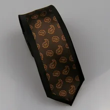 Lammulin Галстуки Для мужчин костюм галстук по краю; Цвет Черный; с коричневыми Пейсли в полоску жаккардовый галстук узкий галстук 6 см Бизнес свадебные туфли