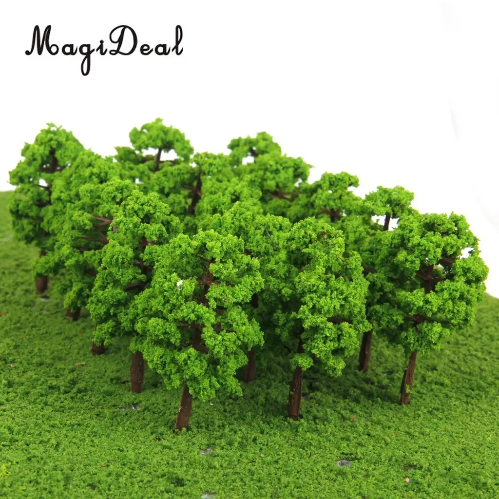 20Pcs/Lot Plastic 1/150 Scale Model Trees Train Railroad Scenery for Model Building Garden Park Layout Light Green