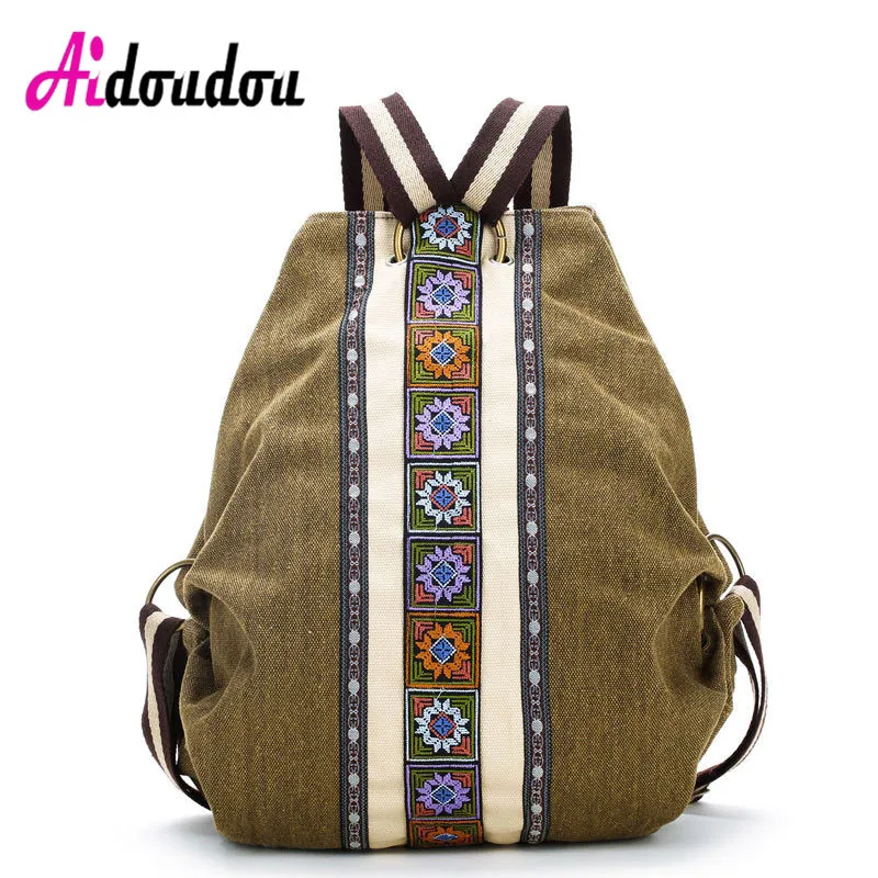 ﻿Buy Vintage Canvas National Tribal Ethnic Embroidered Floral Backpacks