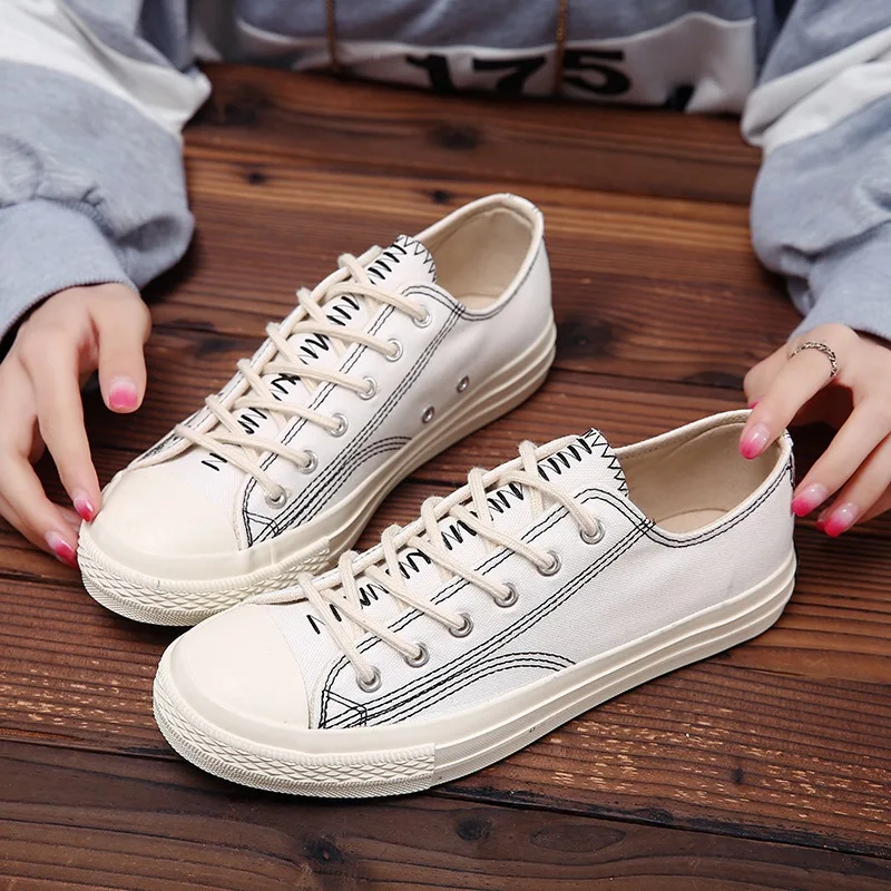 2018 White Korean Casual Canvas Shoes Summer and Spring Women Sneakers ...