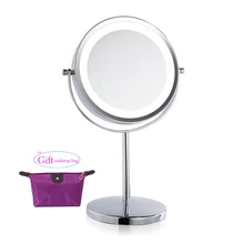 7 дюймов 3x оптическое увеличение круговой СВЕТОДИОДНЫЙ зеркало для макияжа на 2-портный Dual на стороне круглые Форма косметический подставка для зеркала заднего вида зеркало для макияжа для подарка