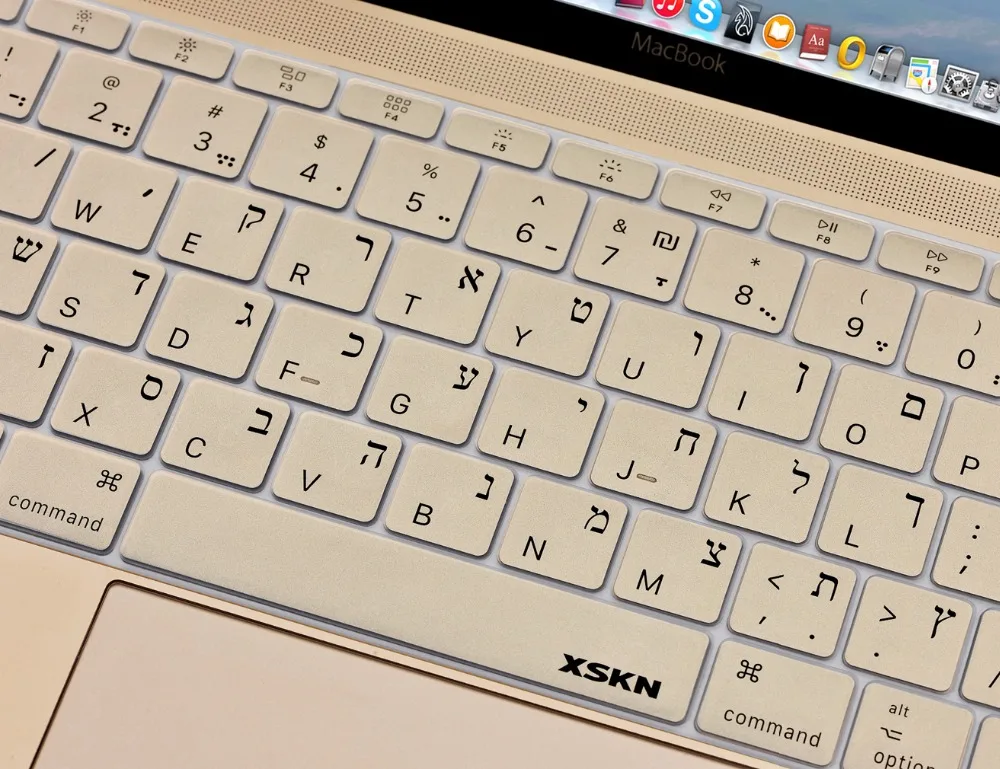 XSKN иврит металлический золотой чехол для клавиатуры Israelite Кремниевая кожа для нового Macbook Pro 13 A1708(плоский ключ, без сенсорной панели) и Macbook 12