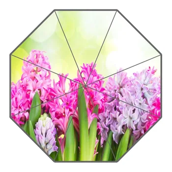 

Custom Hyacinth Flower Umbrellas Polyester Fabric High Quality Sunny And Rainy Umbrella Non-Automatic Umbrella For Adults