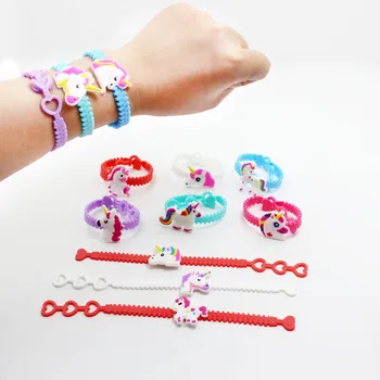 

20pcs/lot Lovely Unicorn Rainbow Pony Colors Silicone wristband Kids Costume Birthday Festival Party Takeaways Favor Gift Goodie