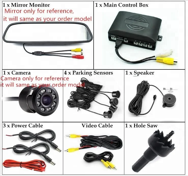 Coche seguridad aparcamiento detección 4 sensor visible TV monitor w gran angular cámara de respaldo y pantalla de espejo de 4,3\ Coche seguridad aparcamiento detección 4 sensor visible TV monitor w gran angular cámara de respaldo y pantalla de espejo de 4,3\