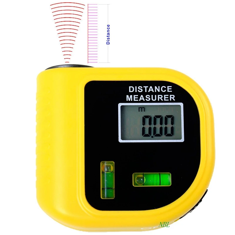 Handheld Tapeline-Shaped Ultrasonic Distance Meter 18M Accuracy LCD Mini Laser Rangefinders CP-3010 With Water Level Tester