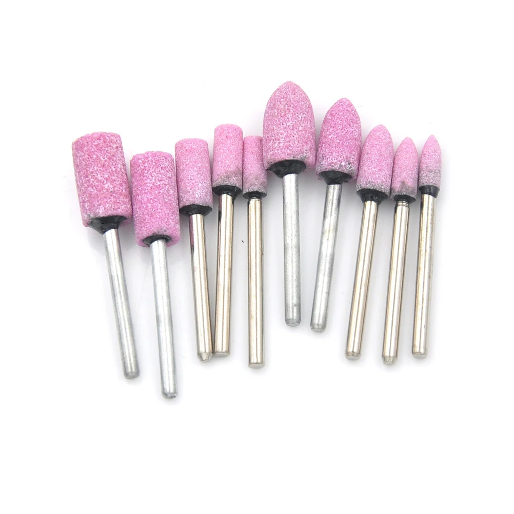10pcs Grinding Wheel 1/8 Shank For Dremel Abrasive Pink Mounted Stone
