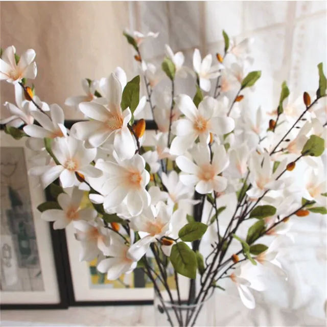 6pcs Artificial Magnolia Flower Spring Series Floor Mounted Magnolia Bunch For Wedding Centerpieces Decorative Flower 6pcs Artificial Magnolia Flower Spring Series Floor Mounted Magnolia Bunch For Wedding Centerpieces Decorative Flower