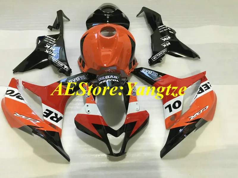 Мотоцикл обтекатель комплект для HONDA CBR600RR 07 08 CBR600 CBR600RR F5 2007 2008 ABS красный оранжевые черные обтекатели комплект+ подарки ZB32