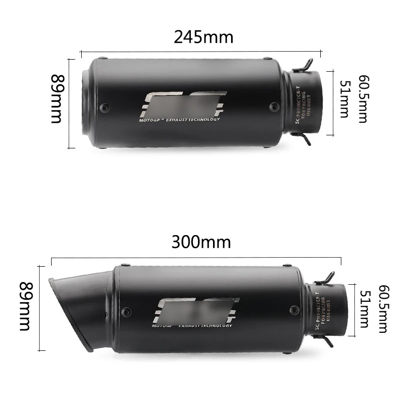 Черный Универсальный 51 60,5 мм Мотоцикл выхлопная труба круглый хвост Escape No DB убийца нержавеющая сталь модифицированная для Z1000 YZF-R3 Z900