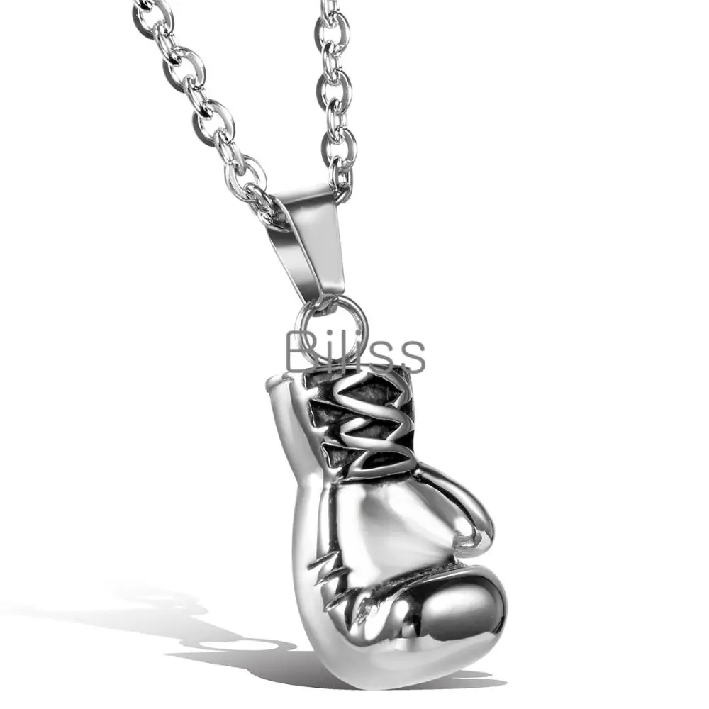 Модное милое мини боксерское ожерелье с перчатками, ювелирные изделия для бокса 316L из нержавеющей стали, крутая подвеска для мужчин и мальчиков, подарок Biliss - Окраска металла: silver