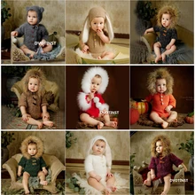 Dvotinst новорожденный реквизит для фотосессии для ребенка, вязаная крючком мягкая одежда, комбинезоны, аксессуары для фотосессии в студии