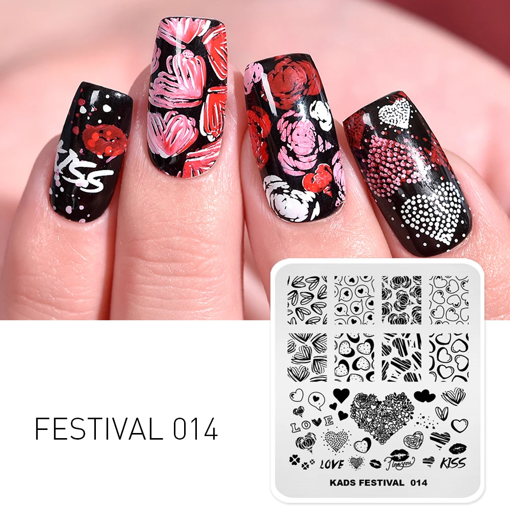 1 шт Nail Art пластины-шаблоны ко Дню Святого Валентина Стиль штамповки 7*8 см трафарет с рисунком в виде надписи "любовь" изображения Stamp Plate маникюрных инструментов