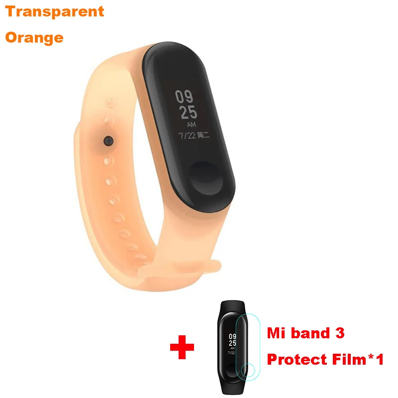 Прозрачный mi band 3 ремешок для xiaomi mi3 смарт-браслет в едином положении во время занятий легкой атлетикой для mi band 3 ремешок замена силиконовые аксессуары - Цвет: orange