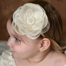 Для маленьких девочек DIY повязка на голову для новорожденных; кружевное платье с цветочным рисунком, украшенные стразами и жемчугом повязка на голову головной убор-лента для волос Аксессуары 1 шт