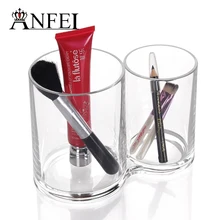Doppel Klare Acrylzylinder Kosmetische Halter Frauen Makeup Tools Aufbewahrungsbox Neue Design Augenbrauenstift Organizer Großhandel Preis